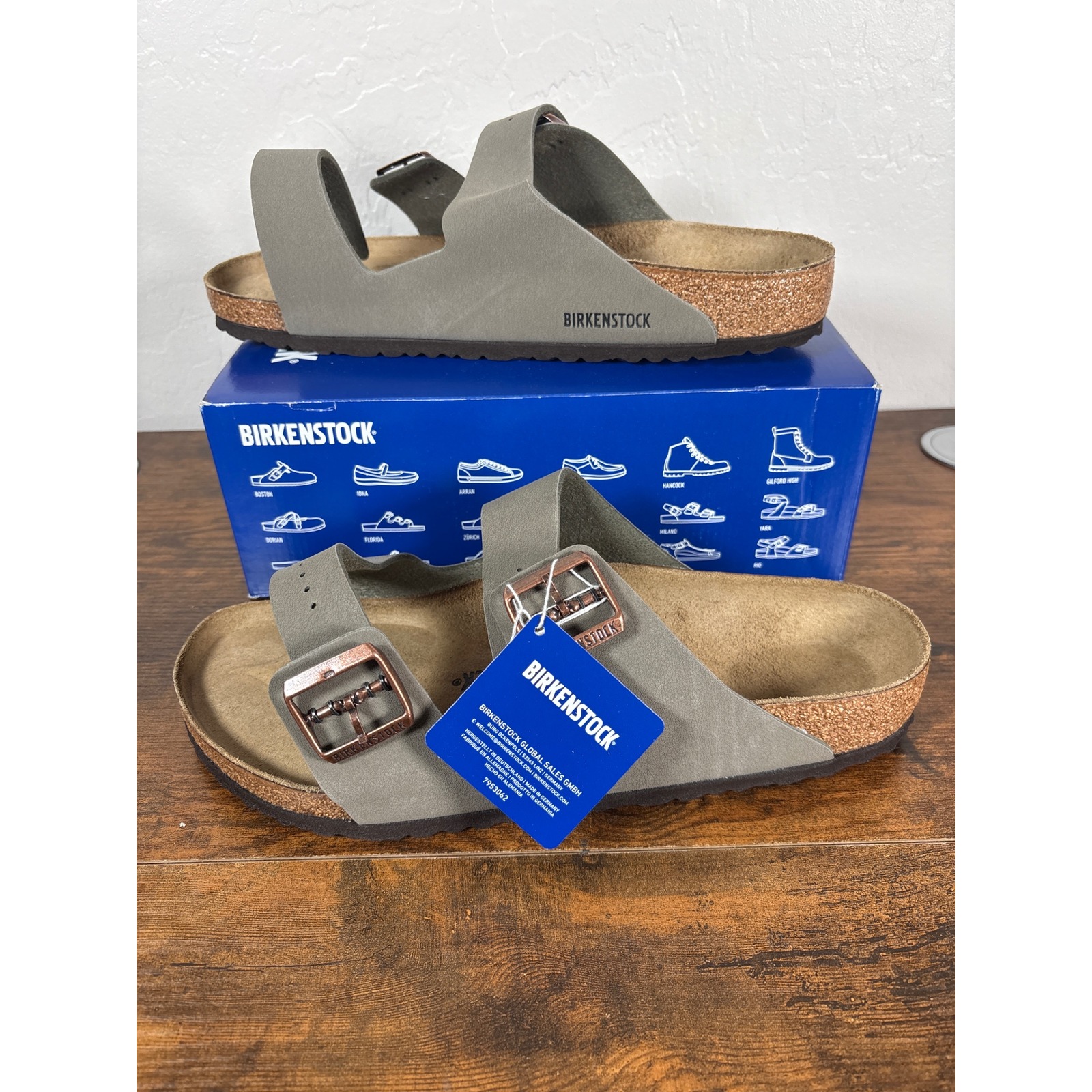 Birkenstock Arizona Bs Stone Birko-Flor Sandals Mens 13 Eu 46 Regular Fit New